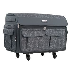 Everything Mary EVM13342-3 XXL Rolling Sewing Machine Tote Grey Floral