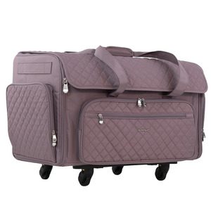 Everything Mary EVM14466-2 XXL Rolling Sewing Machine Tote Purple Quilted