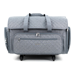 Everything Mary EVM14466-3 XXL Rolling Sewing Machine Tote Gray Quilted
