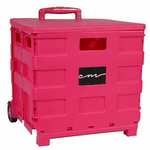 Everything Mary EVM13031-28 Collapsible Plastic Rolling Craft Cart Pink