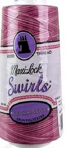Swirls Maxi-Lock Polyester Serger Thread 50wt 3000yds Variegated Raspberry Vanilla