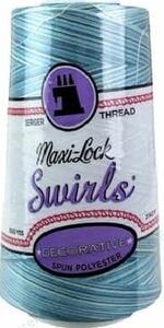 Swirls Maxi-Lock Polyester Serger Thread 50wt 3000yds Variegated Blue Water Ice