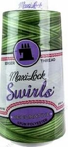 Swirls Maxi-Lock Polyester Serger Thread 50wt 3000yds Variegated Kiwi Twist