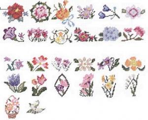 Small Flowers Embroidery Designs Card #K-0 for Janome 8000 9000 Elna Kenmore Embroidery Machines