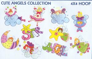 Smartneedle Cute Angels Collection 4X4 Embroidery Designs Multi-Formatted CD