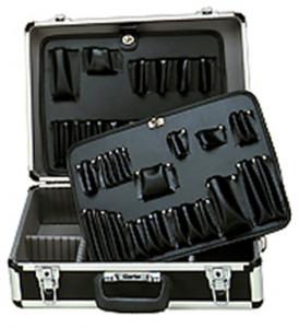 Clarke TB2000A Professional Anodized Aluminum Tool Case Black 18.75x14.25x6.5" for Computer, Copier, Electronics Techs, Travel, Black