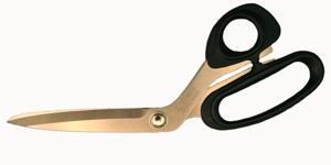 Kai 5230 Japan 9'' Bent Trimmers Shears Scissors, Hard AU6 Steel Blades , 4" Cut Length Fabrics, Ergonomic Santoprene Soft Black Handles