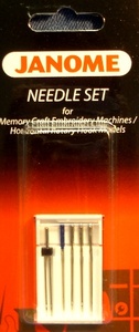 Janome 46, 200343004, Assorted Size, 5 Needles, Set for, Sewing Machines