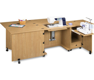 Sylvia 1050Q (810Q & 500) Dual Sewing Machine and Serger Cabinet 80x20"