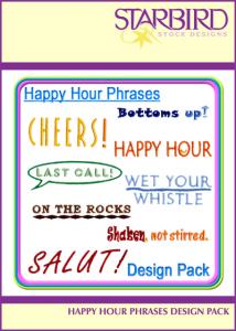 Starbird Embroidery Designs Happy Hour Phrases Design Pack