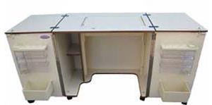 14473: Alphasew P60917 Sewing Machine Cabinet Oak 30x63x20 Assembled, Casters