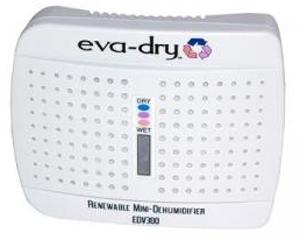 Eva-dry E-300 Mini Dehumidifier Removes Moisture from Clothing in Small Enclosed Areas with Crystalized Silica Gel, Plug-in to Wall to Renew
