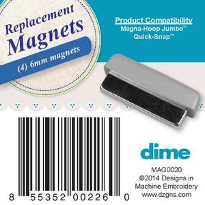 Magna Hoop, Jumbo, Replacement, Magnets, 4 ct. 6mm Magnets, for Brother, NV4500, 4000, 2800, 2500, 1500, Babylock, Bernina, Artista, Janome, Giga