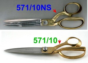 15451: Belmont 571-10NS Right Hand 10" Gold Scissors, Shears, Bent Trimmers