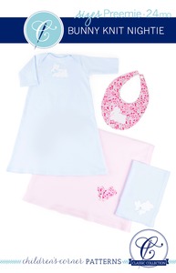 Children's Corner CC237 Bunny Knit Nightie Sewing Pattern Size Preemie-24m