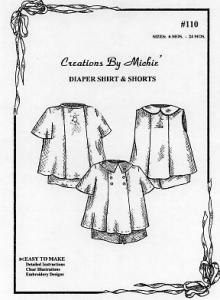 Creations by Michie CB110 Diaper Shirt & Short Set Pattern Size 6-24mo