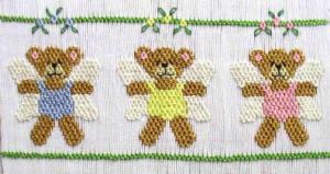 Cross-eyed Cricket  CEC121 Angel Bears Smocking Plate