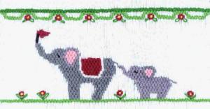 Cross-eyed Cricket CEC137 Elephants on Parade Smocking Plate