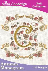 Anita Goodesign 50AGHD Autumn Monogram Full Collection Multi-format Embroidery Design Pack on CD
