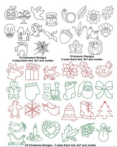 22234: Anita Goodesign 64AGHD Quilters Holiday Multi-format 45 Embroidery Designs Pack on CD