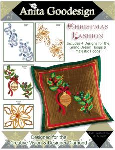 Anita Goodesign 96AGHD Pfaff Christmas Fashion Multi-format Embroidery Design Pack on CD