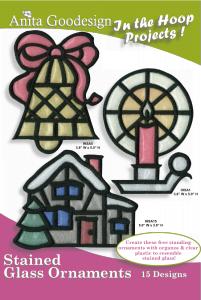 Anita Goodesign 20AGPJ Stained Glass Ornaments In the Hoop Collection Multi-format Embroidery Design Pack on CD