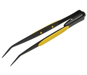 General Ultratech LEDvision 70408 6.5" Serrated Bent Tip Lighted Tweezers for Threading and Needle Insertion on Sewing, Embroidery, Serger Machines