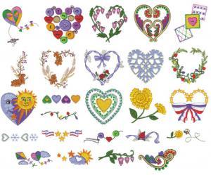 Amazing Designs ENHMC NZ12 Hearts for all Seasons Janome Elna Embroidery Card