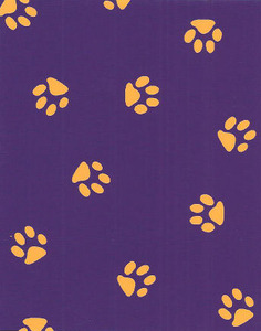 Fabric Finders 15 Yard Bolt 9.34 A Yd 1579 Purple With Gold Paws 100% Cotton 60 inchTwill