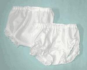 Girls Double Seat Panty Baby Bloomers w/pink trim Size 3, 12-18mo