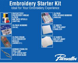 Brother, Embroidery, Machine, Starter, Kit, SAEPKIT1, 6, Poly, Thread, Snip, 10, SA156, Bobbin, Needle, Stablizer, 12, 9, 7, Tear, away, 6, Cut