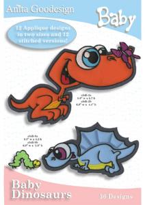 Anita Goodesign 34BAG Baby Dinosaurs Baby Collection Multi-format Embroidery Design Pack on CD, 36 Designs