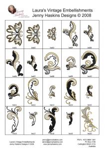 Jenny Haskins Laura's Vintage Embellishments Embroidery Designs Collection Multi-Formatted Cd