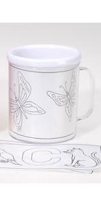 Acrylic Custom Photo or Kiwi Paper White Mug Coffee Cup 4" Inches High, to Insert your own custom photo or machine embroidery design