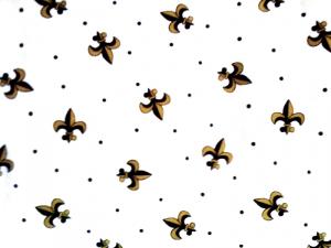 Fabric Finders 15Yd Bolt 9.34 A Yd 788Fleur-de-lis100%Cotton60" White Twill Black & Gold FleurDeLies
