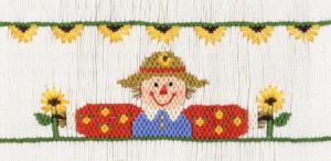 Cross-eyed Cricket  CEC140 Sunflower Scareflowers Smocking Plate