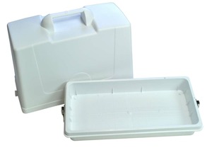 3046: P60314 Hard White Portable Sewing Machine Carry Case 17.5x8x13.5"