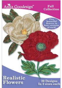 Anita Goodesign 150AGHD Realistic Flowers Full Collection Multi-format Embroidery Design Pack on CD