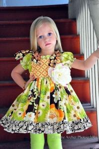 Juvie Moon Renee Button Square Yoke Dress Pattern Size 2T Mo to 12 Years
