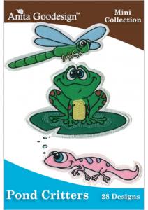 Anita Goodesign 103MAGHD Mini Pond Critters Mini Collection Multi-format Embroidery Design Pack on CD