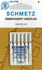 Schmetz S1745, Embroidery Needles 5pk Sz11 Recommended for Home Embroidery Sewing Machines