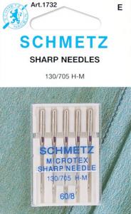 Schmetz S1732 Microtex Sharp Needles, 5 Pack of Size 8/60 for Microfibers