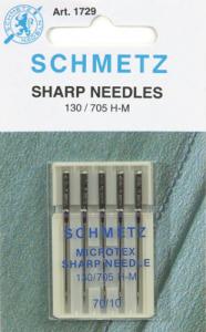 Schmetz S1729 Microtex Sharp Needles, 5 Pack, Size 10/70 for Microfibers