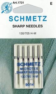Schmetz S1731 Microtex Sharp Needles 5 Pack, Size 14/90 for Microfibers