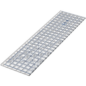 Grace TrueCut TC17089 6.5x24.5" Gridded Ruler with Track to Cut Bolt Fabrics, Straight Precise Cuts, Extra 1/2" Half-Inch for Seam Allowance