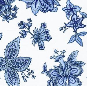 Fabric Finders 1019 Blue Floral Print 100% Pima Cotton Fabric