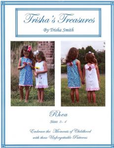 Trishas Treasures tt-rhea  Rhea  A Slightly A-line Style Dress Pattern Sizes 1 - 6  And 7 - 12