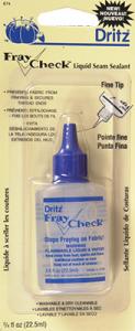 Dritz 399 Fray Check Liquid Seam Sealant, 3/4oz, Screw On Fine Tip Applicator Holds Bottle Against Fabric Edges Corners, Colorless, Odorless