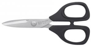 Kai N5150MPW 5 3/4" Multi-Purpose Black Handle Craft Scissors with a 2" Cutting Length, Micro Serrated Edge and Notch to Strip Wire, AUS6A Stainless