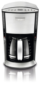 Krups KM720D50 12 Cup Glass Filter Coffee Maker, LCD Screen, 2 Water Level Indicators, Keeps Warm for an Hour, Auto Shut Off, 950 Watts, Programmable